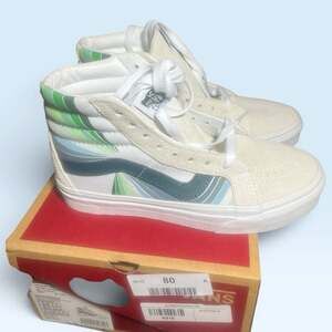 Vans Off the Wall High Top Blue and Green with Cream Suede Mens 5 Women 6.5 NIB